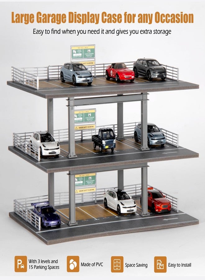 cxiiuui 1/64 Scale Display Case 3 Layers 15 Parking Spaces Parking Garage Model for Diecast Toy Car Display Case Collection Gift - Image 3