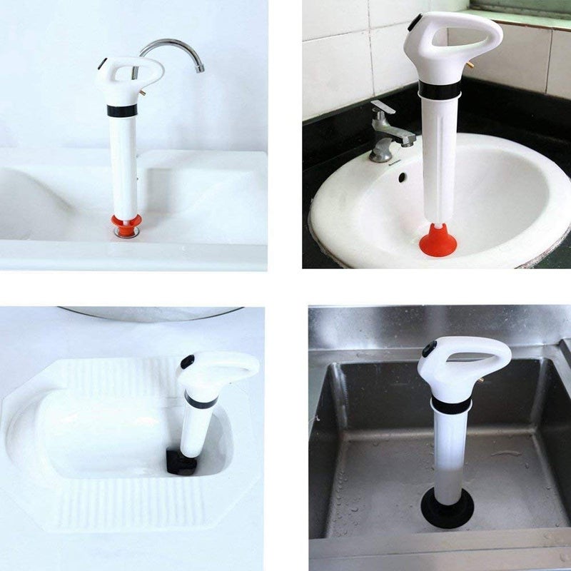 FEELING MALL Toilet Plunger, Powerful Manual Air Drain Blaster High Pressure Drain Plunger Toilet Dredge Clog Remover Suitable for Toilets Kitchen Bathtub Showers Sink -White - Image 5