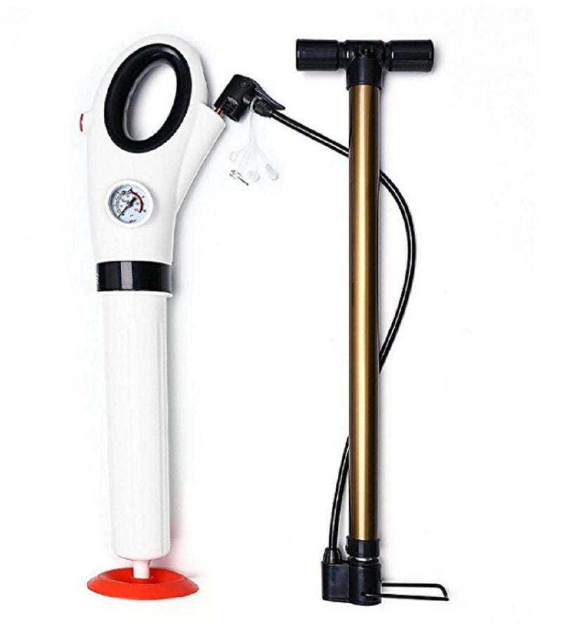 FEELING MALL Toilet Plunger, Powerful Manual Air Drain Blaster High Pressure Drain Plunger Toilet Dredge Clog Remover Suitable for Toilets Kitchen Bathtub Showers Sink -White - Image 3