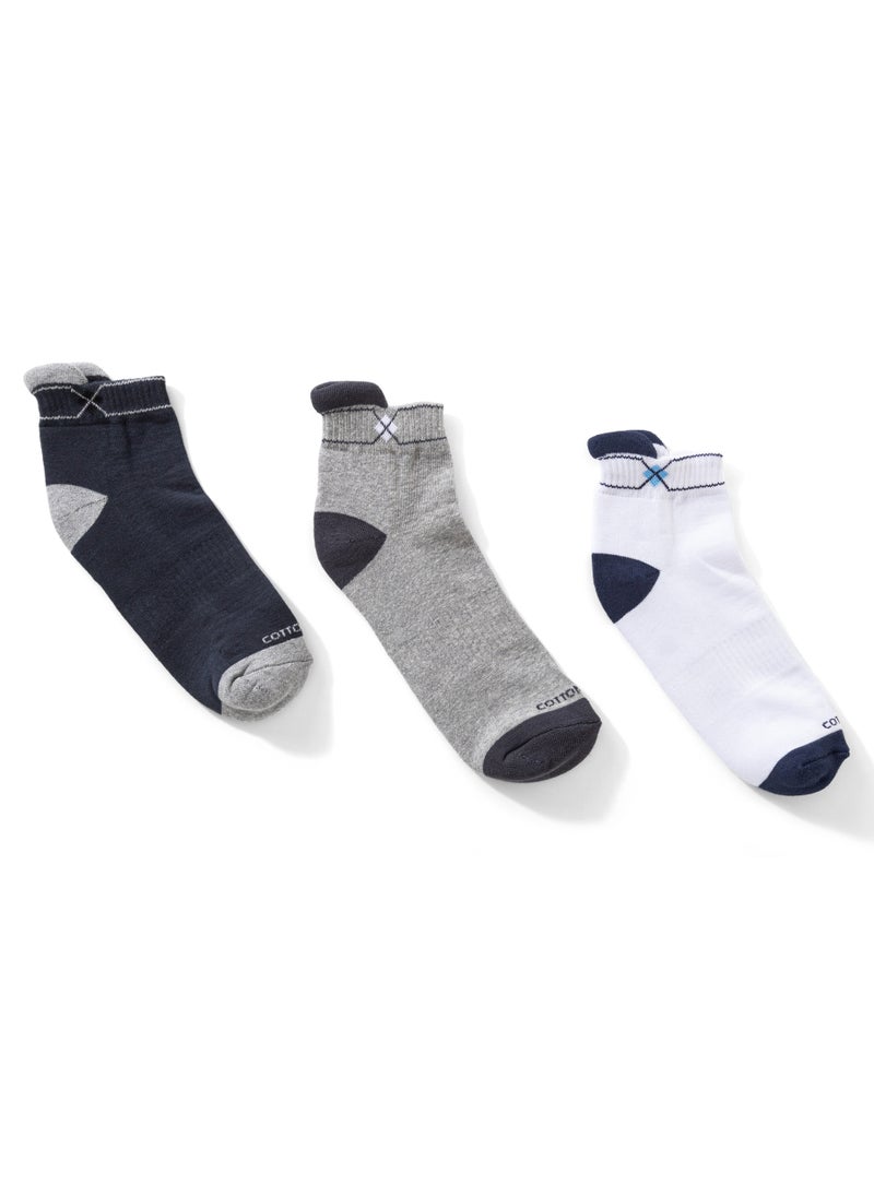 COTTONIL Pack of 3 Half Towel Printed Cotton Socks 15/42  - Image 1
