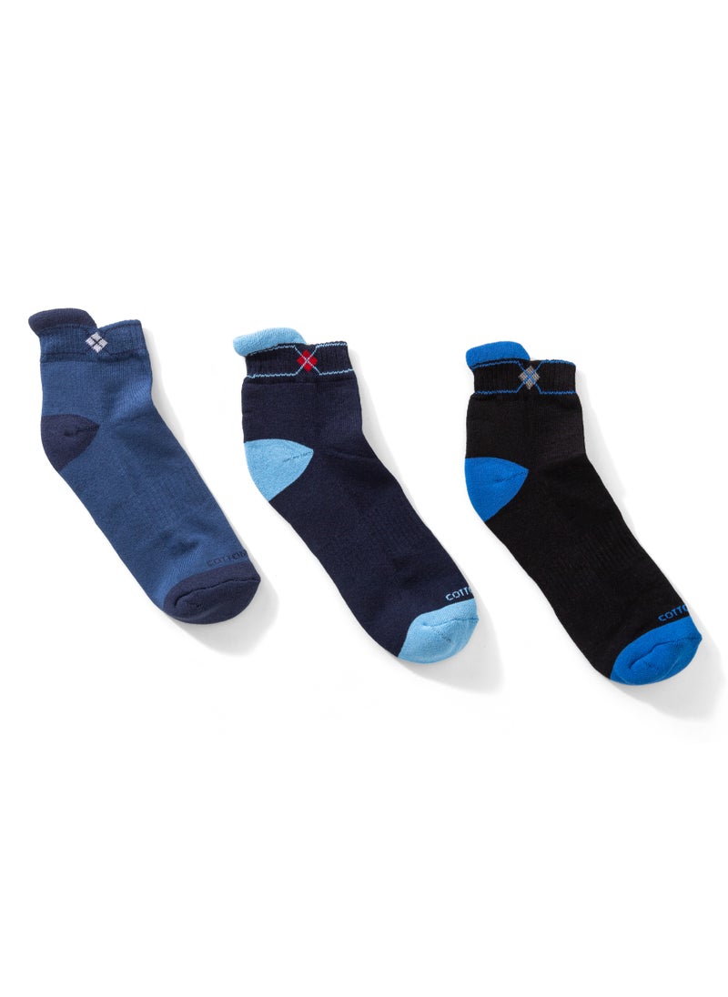 COTTONIL Pack of 3 Half Towel Printed Cotton Socks 15/42  - Image 2