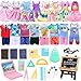 ENOCHT 22 PCS 6 inch Dolls School Set Doll Clothes and Accessories Including 2 Clothes Sets 3 Fashion Dresses 1 Computer 1 Glasses and 15 pcs Study Accessories - Image 3