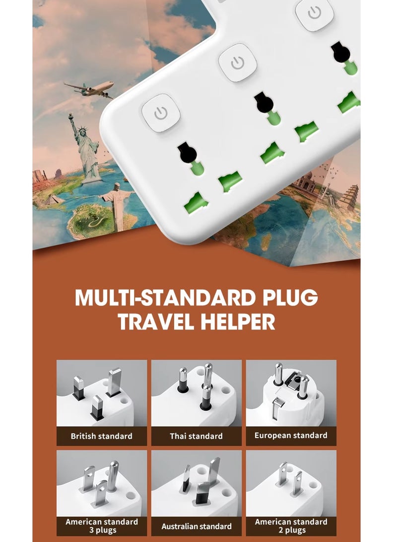 باس تيك محول مقبس تمديد متعدد المكونات مع ضوء ليلي ، محول طاقة تمديد عالمي مع 2 USB-A و 1 USB-C (منافذ شاحن سريع) ، مقبس شحن حائط موسع محول 3 طرق - Image 3