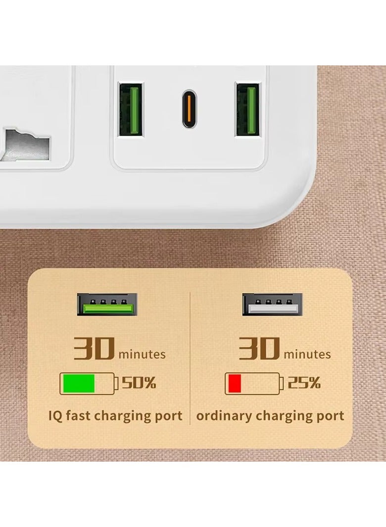 باس تيك محول مقبس تمديد متعدد المكونات مع ضوء ليلي ، محول طاقة تمديد عالمي مع 2 USB-A و 1 USB-C (منافذ شاحن سريع) ، مقبس شحن حائط موسع محول 3 طرق - Image 4