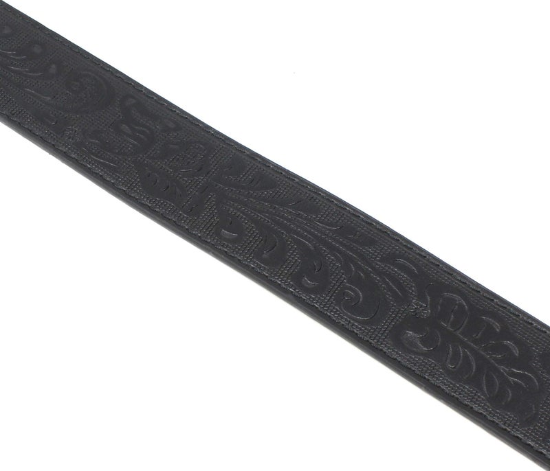 BC Belts Leather Belt Strap with Embossed Western Scrollwork 1.5" Wide with Snaps (Black-L) - Image 4
