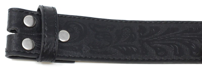 BC Belts Leather Belt Strap with Embossed Western Scrollwork 1.5" Wide with Snaps (Black-L) - Image 5
