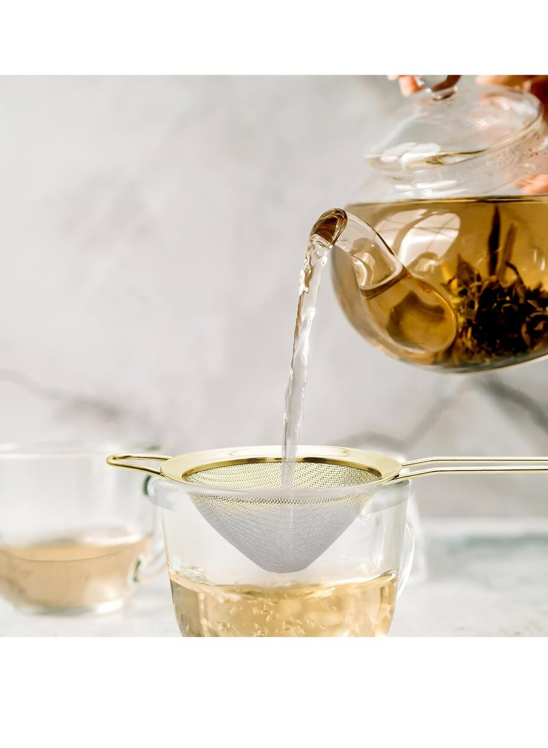 Loquat Fine Mesh Strainer Gold Cone-Shaped Stainless Steel Strainer with Long Handle for Tea, Herbs, Coffee, Juice - Image 4