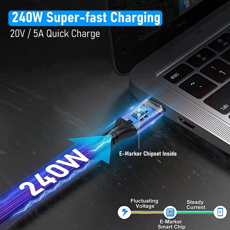 هاسذيب كابل USB-C، شحن سريع بقدرة 240 واط مع شاشة LED، نقل بيانات بسرعة 40 جيجابت في الثانية بدقة 8K@60Hz، متوافق مع iPhone 16/15 Pro/Air وMacBook وChromebook وSamsung S24 Ultra بطول 1 متر - Image 2