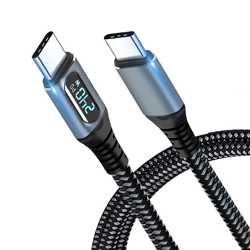 هاسذيب كابل USB-C، شحن سريع بقدرة 240 واط مع شاشة LED، نقل بيانات بسرعة 40 جيجابت في الثانية بدقة 8K@60Hz، متوافق مع iPhone 16/15 Pro/Air وMacBook وChromebook وSamsung S24 Ultra بطول 1 متر - Image 1