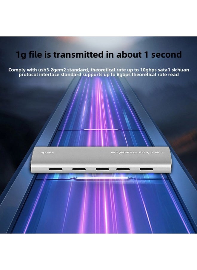 Generic Aluminum USB 3.1 M.2 Dual Protocol Hard Disk Box NVME & NGFF Dual Protocol 10Gbps Solid State Hard Disk Box-Color:NVME Single Protocol With A- C Single Line  - Image 3