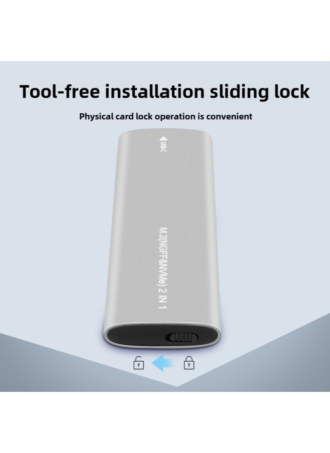 Generic Aluminum USB 3.1 M.2 Dual Protocol Hard Disk Box NVME & NGFF Dual Protocol 10Gbps Solid State Hard Disk Box-Color:NVME Single Protocol With A- C Single Line  - Image 4