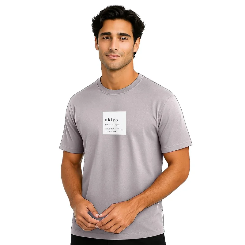 NOBERO Men's Graphic Print T-Shirt in Light Purple