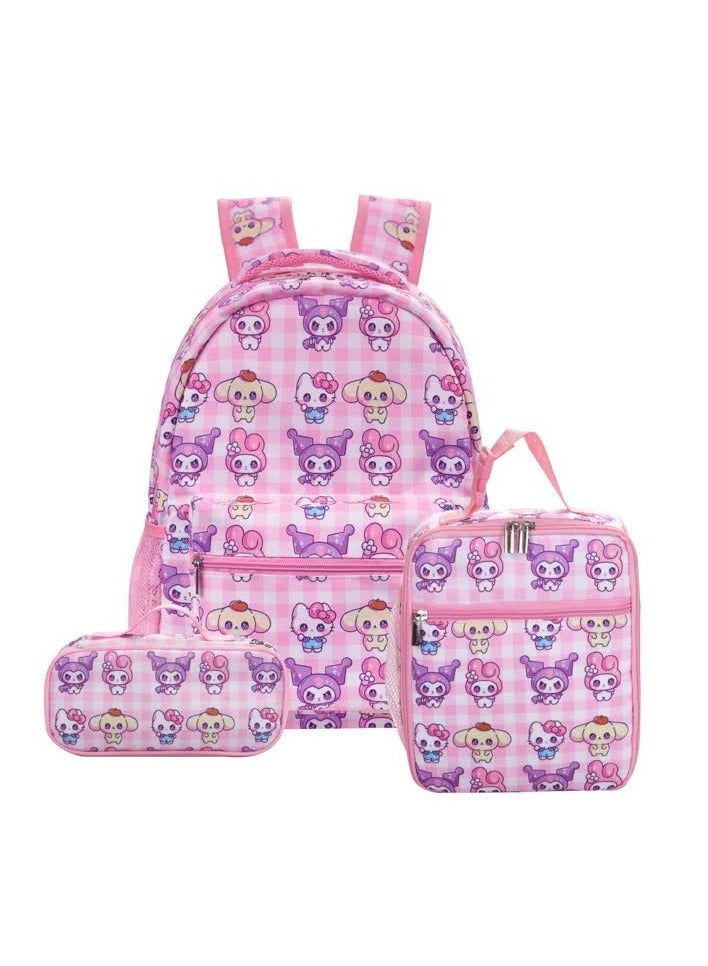 NIBEMINENT Cartoon Kulomi Kuromi three-piece set Cinnamon dog KT schoolboy school bag kids cartoon backpack backpack,D8 02  - Image 1