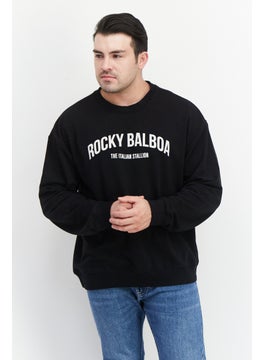 Rocky Men Crew Neck Long Sleeve Graphic Print Sweatshirt, Black  - Image 1