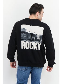 Rocky Men Crew Neck Long Sleeve Graphic Print Sweatshirt, Black  - Image 2
