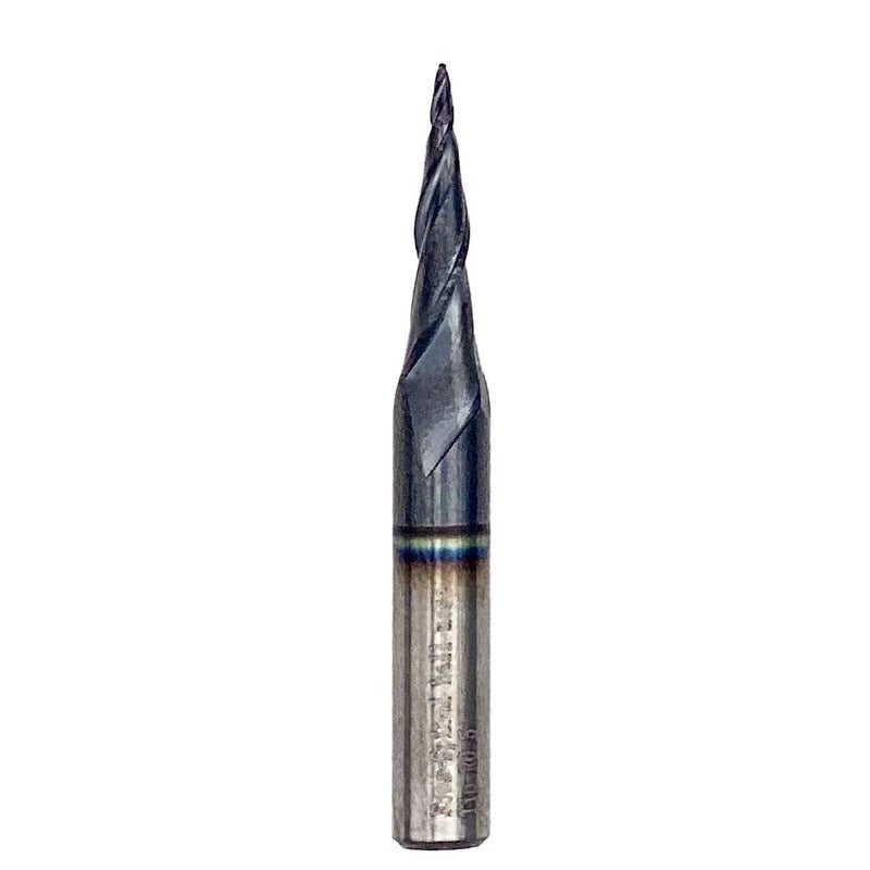 foos - Tapered Angle Ball Tip Set - 1/4 Shank -Solid Carbide - TiAIN Coated Router Bits (6 Piece Set 2.0mm - .25mm) - Image 5