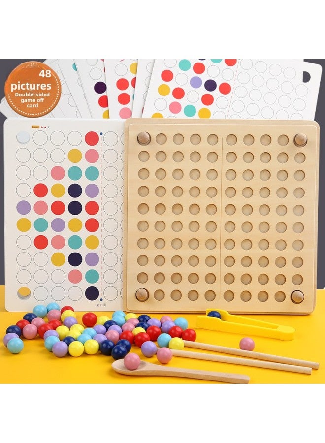 لغز الصور المقطوعة بالخرز الخشبي المتماثل للمرآة للأطفال الصغار، تدريب على مراقبة التركيز، ألعاب التعليم المبكر - اللون: HQ- لغز الصور المقطوعة بالخرز المتماثل للتفكير 0.75 كجم - Image 5