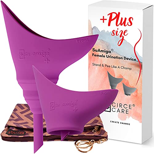 CIRCE CARE 2nd Gen SuAmiga Collapsible Female Urination Device Upgraded (Firm Top for Better Seal); Large Women Pee Funnel with Waterproof Bag; Portable Female Urinal to Pee Standing Up (Plus size) - Image 1