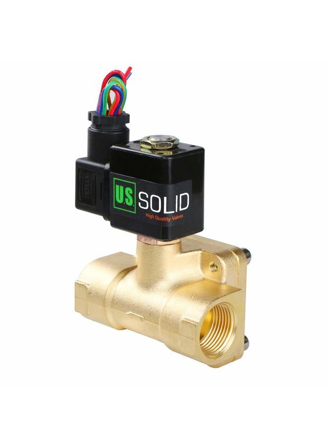 U.S. SOLID 3/4" Brass Electric Solenoid Valve 12V DC G Thread Normally Closed VITON, Pilot Type - Image 1
