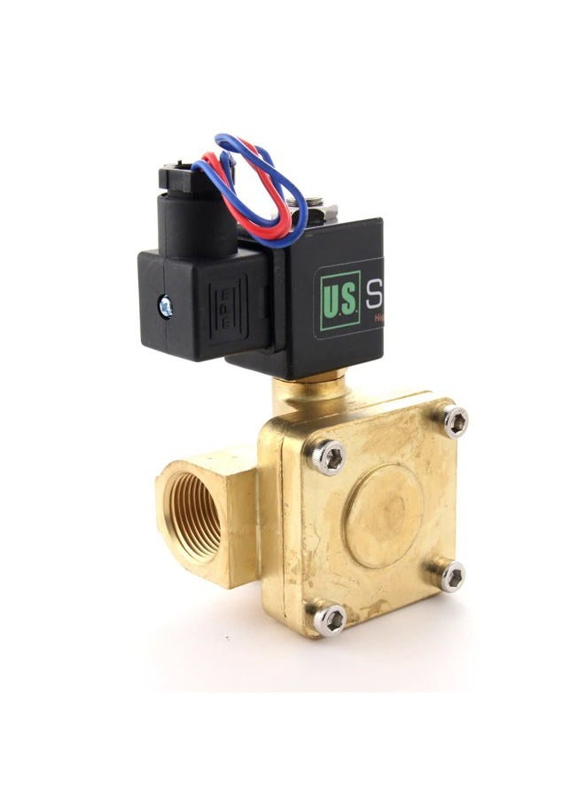 U.S. SOLID 3/4" Brass Electric Solenoid Valve 12V DC G Thread Normally Closed VITON, Pilot Type - Image 3