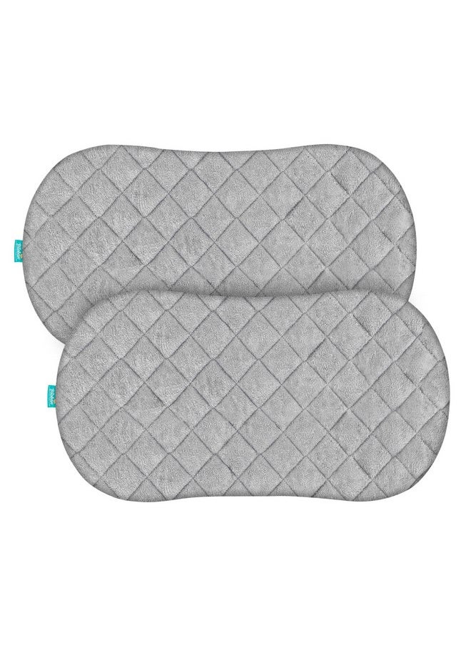 Biloban - Bassinet Mattress Pad Cover, Waterproof, Ultra Soft Bamboo Viscose Fleece Surface, Universal Fit for Hourglass/Oval Bassinet Mattress, 2 Pack, Washer & Dryer, No Loosen and Pre-Shrinked, Grey - Image 1