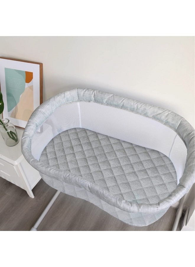 Biloban - Bassinet Mattress Pad Cover, Waterproof, Ultra Soft Bamboo Viscose Fleece Surface, Universal Fit for Hourglass/Oval Bassinet Mattress, 2 Pack, Washer & Dryer, No Loosen and Pre-Shrinked, Grey - Image 1