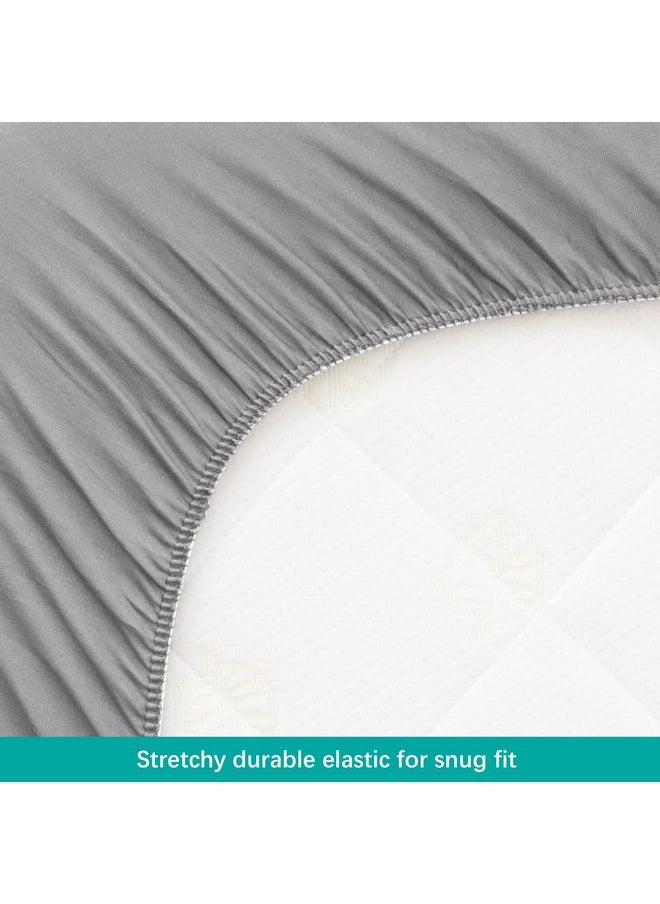 Biloban - Bassinet Mattress Pad Cover, Waterproof, Ultra Soft Bamboo Viscose Fleece Surface, Universal Fit for Hourglass/Oval Bassinet Mattress, 2 Pack, Washer & Dryer, No Loosen and Pre-Shrinked, Grey - Image 1