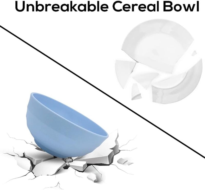 PUPOPIK Unbreakable Cereal Bowls 24 oz  Reusable Wheat Straw Bowl  Dishwasher  Microwave Safe BPA Free  Perfect for Cereal Reusable Dinner Bowls 4 Set Oatmeal Salad - Image 4