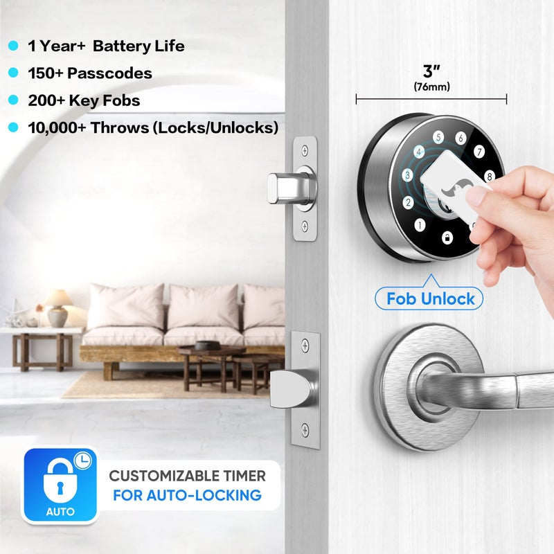 Sifely Keyless Deadbolt Smart Door Lock: Sifely Digital Keyless Entry Door Lock for Front Door, Code & Fob Access, App Control, Auto Lock, Easy to Install (Silver) - Image 3