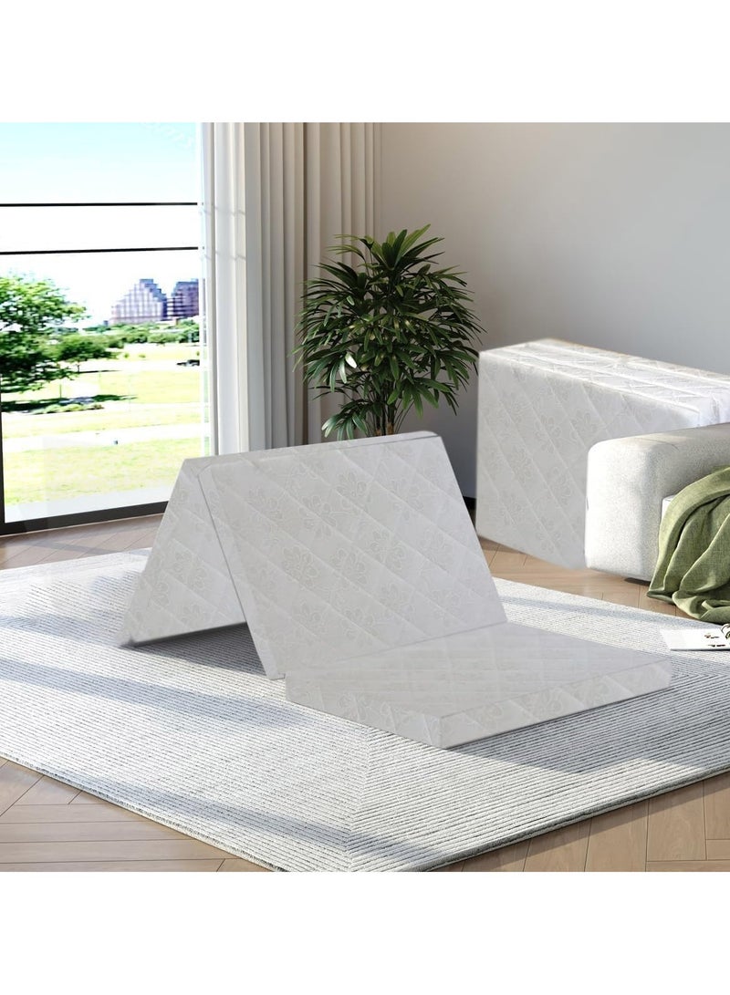 Comfy مرتبة طبية قابلة للطي من الساتان الأبيض بجودة ممتازة، 180 × 90 × 7 سم مريحة - Image 1