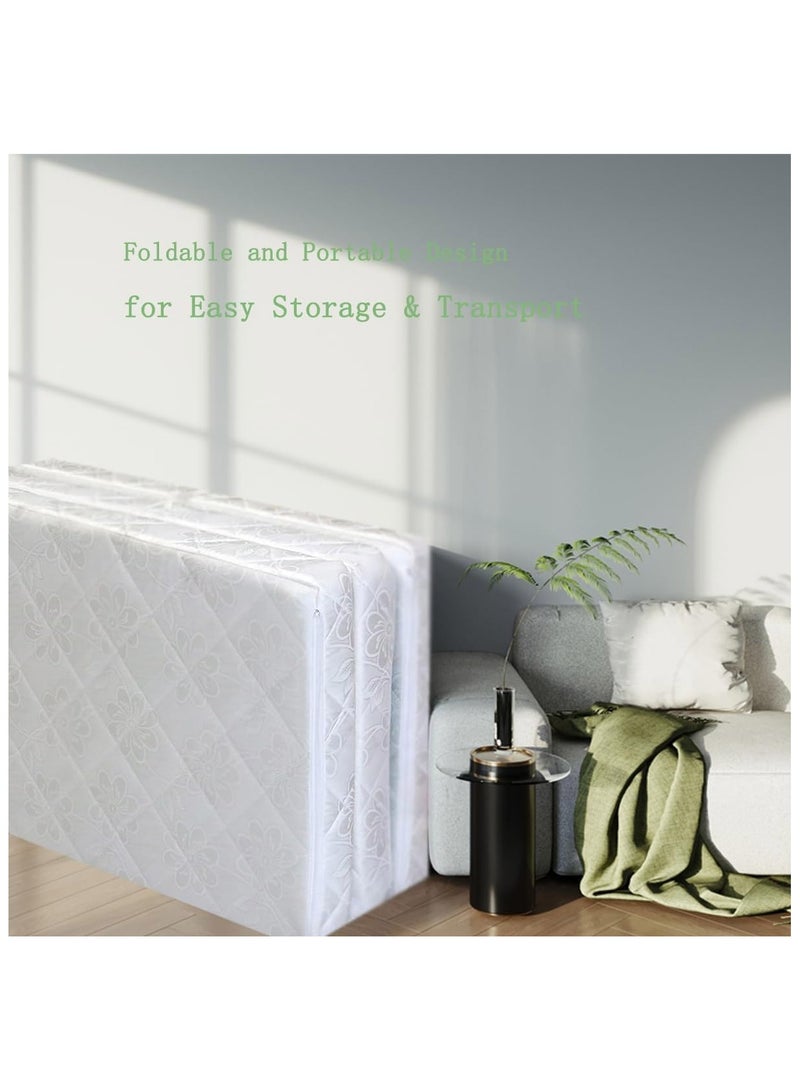 Comfy مرتبة طبية قابلة للطي من الساتان الأبيض بجودة ممتازة، 180 × 90 × 7 سم مريحة - Image 2