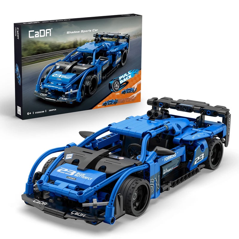 CaDA Shadow Sports Car 1:18 Pull Back Brick Model, Age 6+, 380pcs
