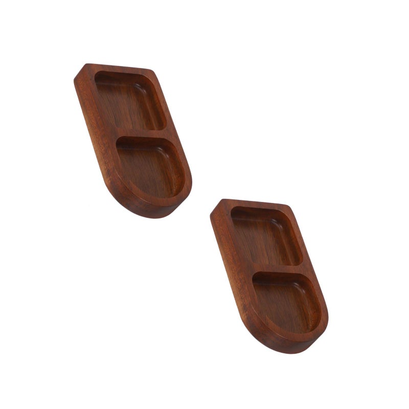 2pcs Wood Seasoning Dish Condiment Plate Spice Dish Small Condiment Bowls Sauce Cup Arrangement Appetizer Plate Dipping Platter For Home Kitchens - Image 1