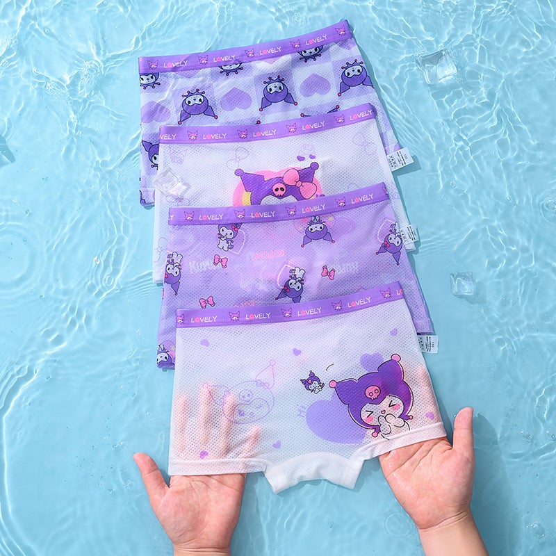 Breathable Summer Girls Boxer Briefs for Kids New purple breathable mesh