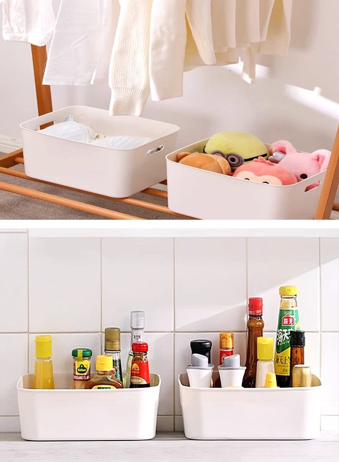 BLLREMIPSUR 3 Pack White Storage Bin, 10" Long Bathroom Organizing Bins, Plastic Organizer Bins with Handles for Vanity, Pantry, Shelves - Image 4