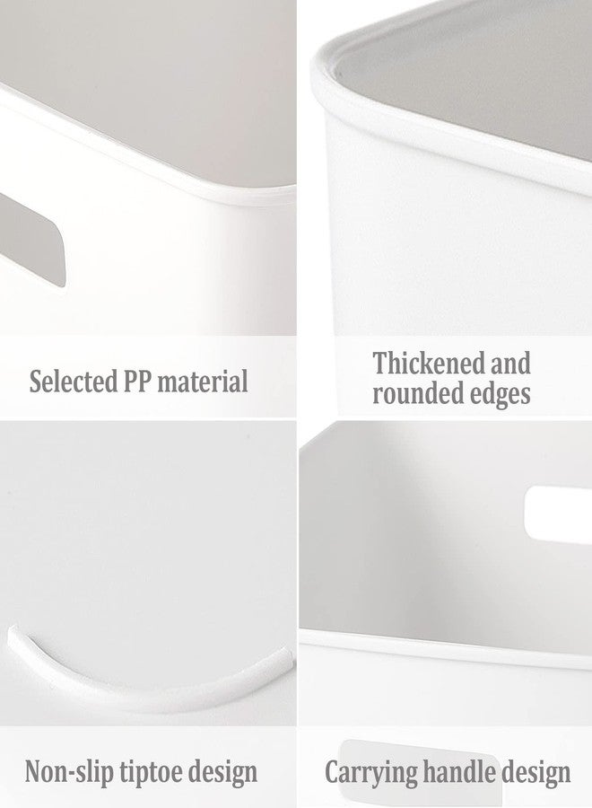 BLLREMIPSUR 3 Pack White Storage Bin, 10" Long Bathroom Organizing Bins, Plastic Organizer Bins with Handles for Vanity, Pantry, Shelves - Image 3