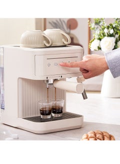 Generic High Quality 20Bar Professional Espresso Maker with Milk Frother Steamer Wand, Espresso Coffee Machine Beige Color, Cappuccino & Latte Machine for Home, Retro, 1.8L Removable Water Tank  - Image 5