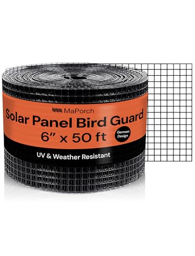 MaPorch Squirrel Netting Metal PVC Coated Galvanized Steel Mesh - 6 in x 50 ft Black - Under Fence Barrier Mesh - Squirrel Wire Guard & Bird Netting - Solar Panel Protection & Garden Fencing - Image 1