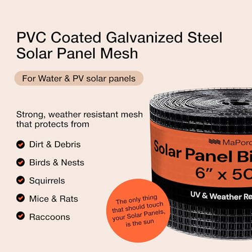 MaPorch Squirrel Netting Metal PVC Coated Galvanized Steel Mesh - 6 in x 50 ft Black - Under Fence Barrier Mesh - Squirrel Wire Guard & Bird Netting - Solar Panel Protection & Garden Fencing - Image 2
