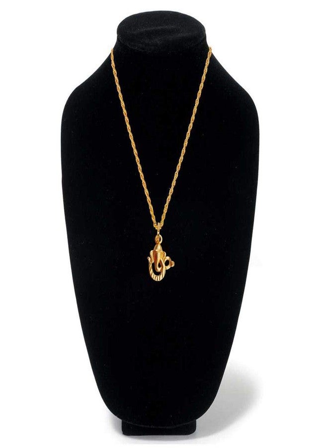 Sullery Religious Lord Ganesha Pendant Gold Brass Necklace Chain for Men and Women - Image 2