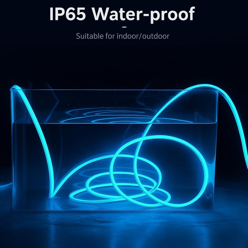 Gesto شريط ضوء نيون LED بطول 16.4 قدم مع محول 12 فولت | ضوء حبل مرن قابل للقطع ومقاوم للماء لتزيين الجدران، الزينة الداخلية والخارجية، الأسماء المخصصة، اللافتات وإضاءة ديوالي - أزرق جليدي - Image 4