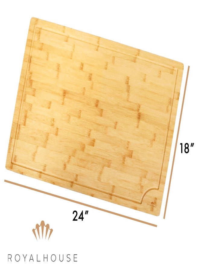 RoyalHouse 3XLarge Thick Cutting Board, 24"x18''x1'' Bamboo Cutting Boards for Kitchen with Juice Groove and Kitchen Chopping Board for Meat Cheese board Heavy Duty Serving Tray, 3XL - Image 4