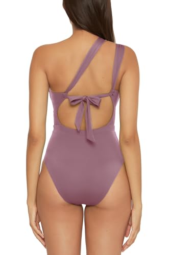 BECCA by Rebecca Virtue Color Code - Women's Convertible Bandeau One Piece Swimsuit, Asymmetrical Straps, Bathing Suits for Women, Fig, Medium - Image 5
