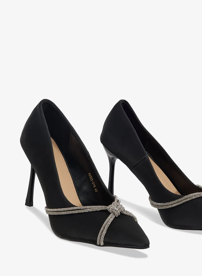 Ella Black Diamante Heeled Pump for Women | Best Price UAE