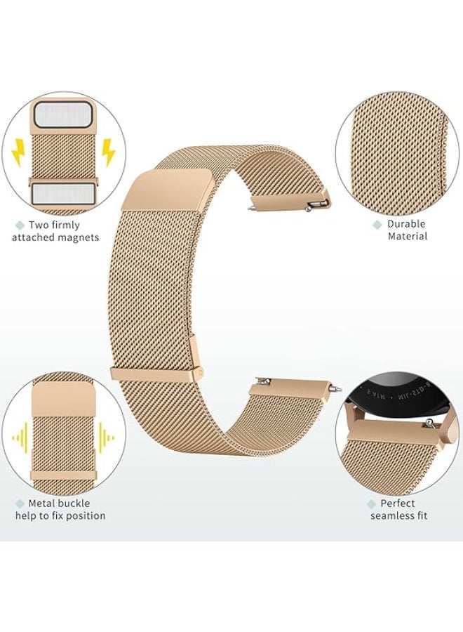 20mm Quick Release Stainless Steel Metal Watch Band for Men and Women, Compatible with Samsung Galaxy Watch 6, 5, 4 (40mm, 44mm), Watch 5 Pro (45mm), Watch 4, 6 Classic (42mm, 43mm, 46mm, 47mm). Magnetic Stainless Steel Metal Wristband for 20mm Watches - Rose gold - Image 2