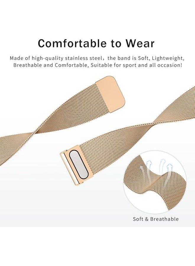 20mm Quick Release Stainless Steel Metal Watch Band for Men and Women, Compatible with Samsung Galaxy Watch 6, 5, 4 (40mm, 44mm), Watch 5 Pro (45mm), Watch 4, 6 Classic (42mm, 43mm, 46mm, 47mm). Magnetic Stainless Steel Metal Wristband for 20mm Watches - Rose gold - Image 5