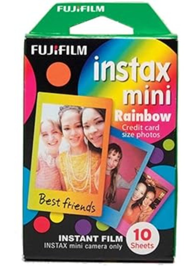 إنستاكس فيلم رينبو ميني فوري لكاميرات انستاكس ميني حجم بطاقة ائتمان ألوان زاهية وطبيعية تطوير سريع للصور متوافق مع كاميرات انستاكس الصغيرة وطابعات شير فيلم تصوير فوري عالي الجودة - Image 1