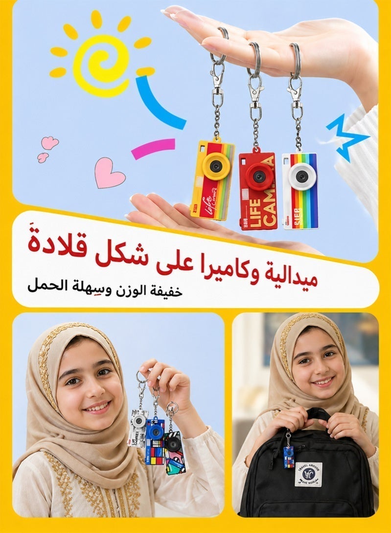 نييكام كاميرا رقمية صغيرة 2K مع سلسلة مفاتيح، علبة عشوائية (قطعة واحدة)، كاميرا صغيرة، كاميرا رقمية، تسجيل فيديو، تعليقة حقيبة، بطاقة ذاكرة 32 جيجابايت مرفقة، مناسبة للمبتدئين والمراهقين والبالغين (أزرق) - Image 2
