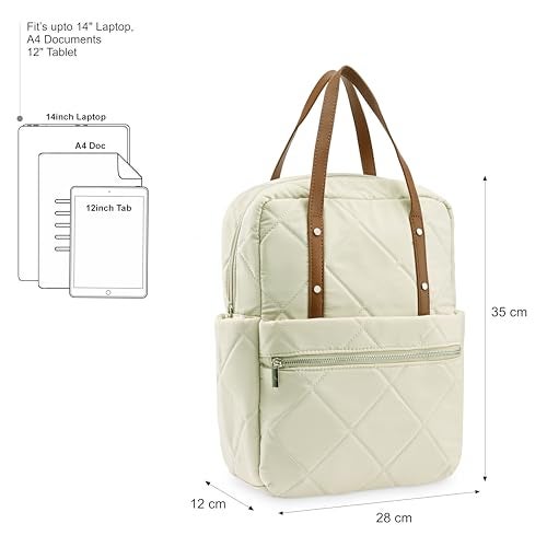 Fastrack Casual Nylon Laptop Backpack | Nylon Women's Handbags | 11.76 Litre 14" Laptop Tote for Workwear and College,Off-White - Image 4