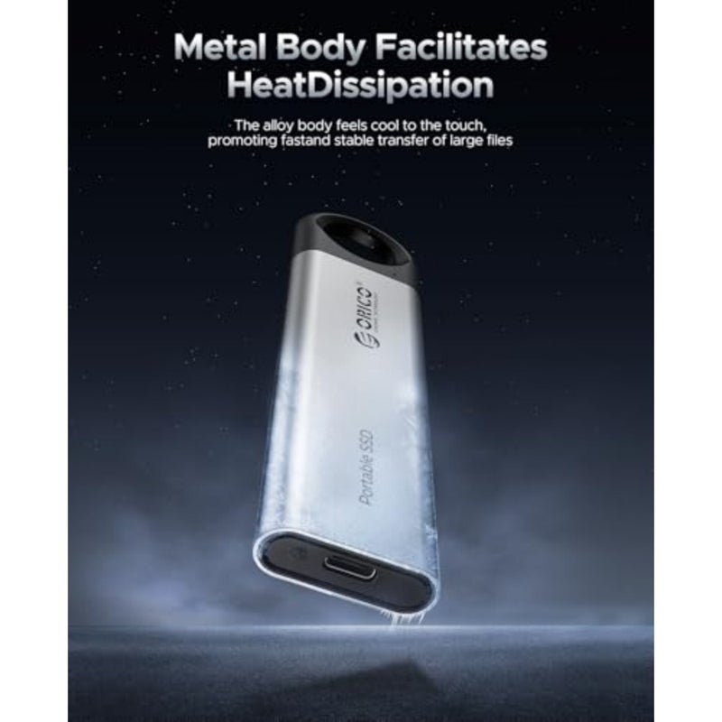 Portable SSD 512GB for Smartphone Tablet Laptop: Aluminum Body Black with Hanging Hole Design 2-in-1 USB-C/A Cable, Up to 1050MB/s - Image 5